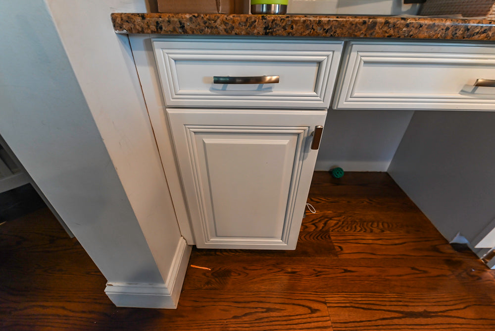 Traditional White Kitchen with Desk Area