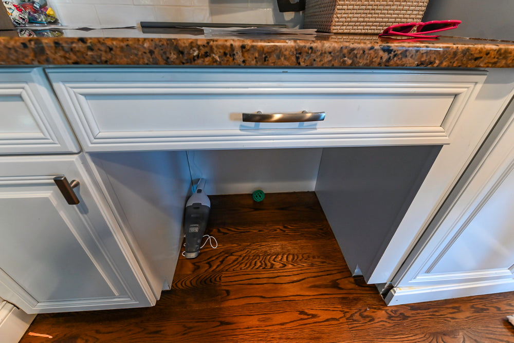 Traditional White Kitchen with Desk Area