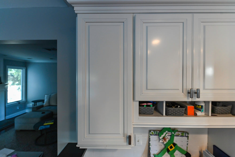 Traditional White Kitchen with Desk Area