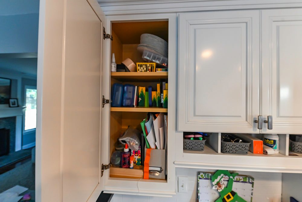 Traditional White Kitchen with Desk Area