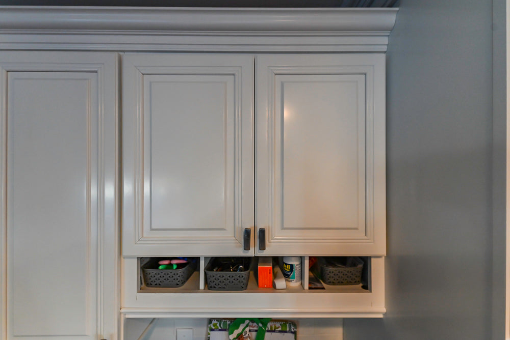 Traditional White Kitchen with Desk Area
