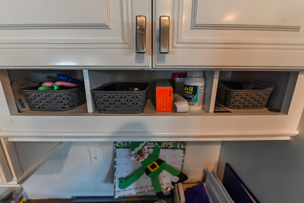 Traditional White Kitchen with Desk Area