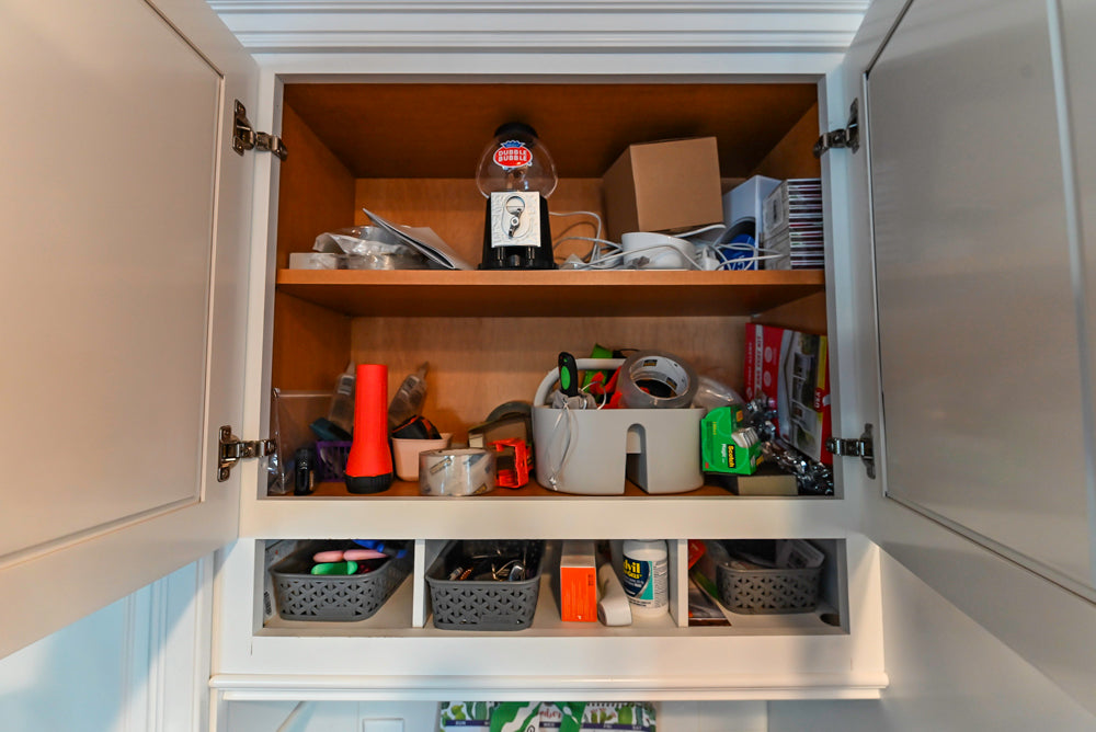 Traditional White Kitchen with Desk Area