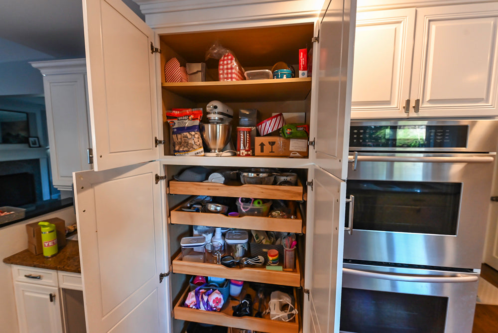 Traditional White Kitchen with Desk Area