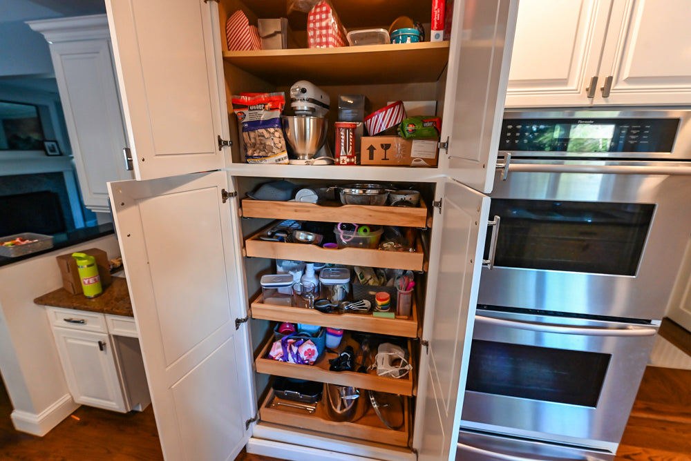 Traditional White Kitchen with Desk Area