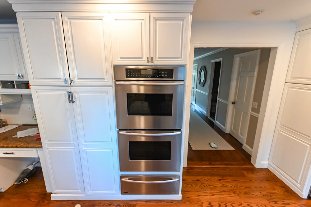 Traditional White Kitchen with Desk Area