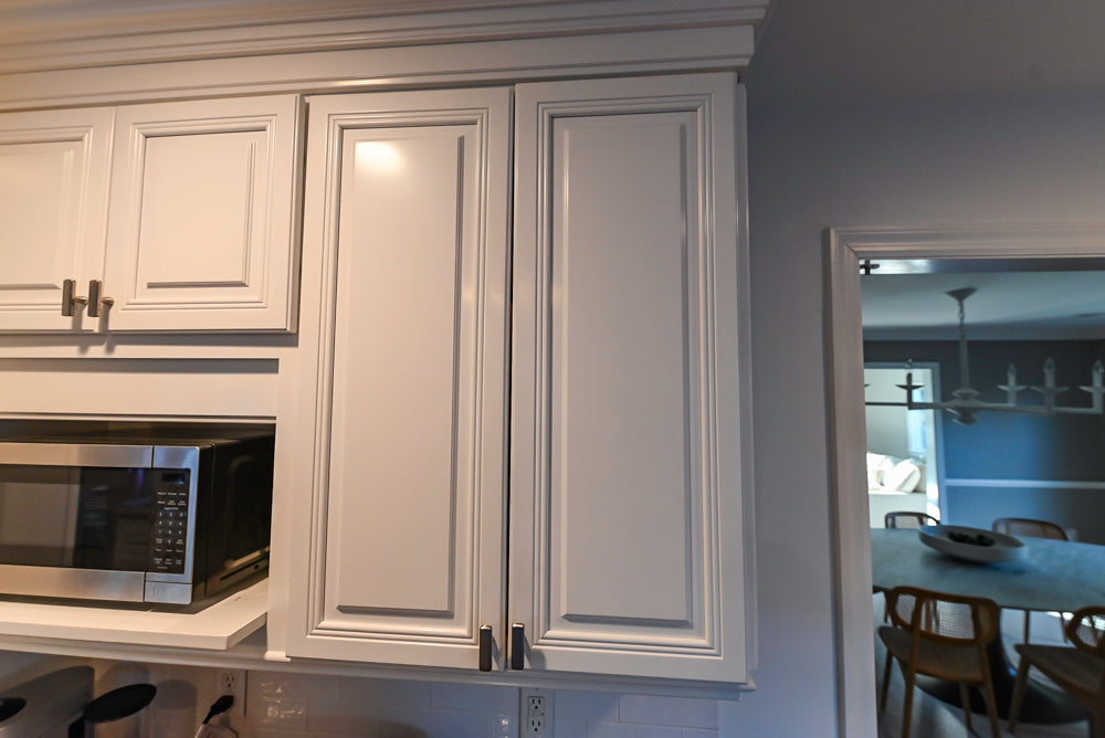 Traditional White Kitchen with Desk Area