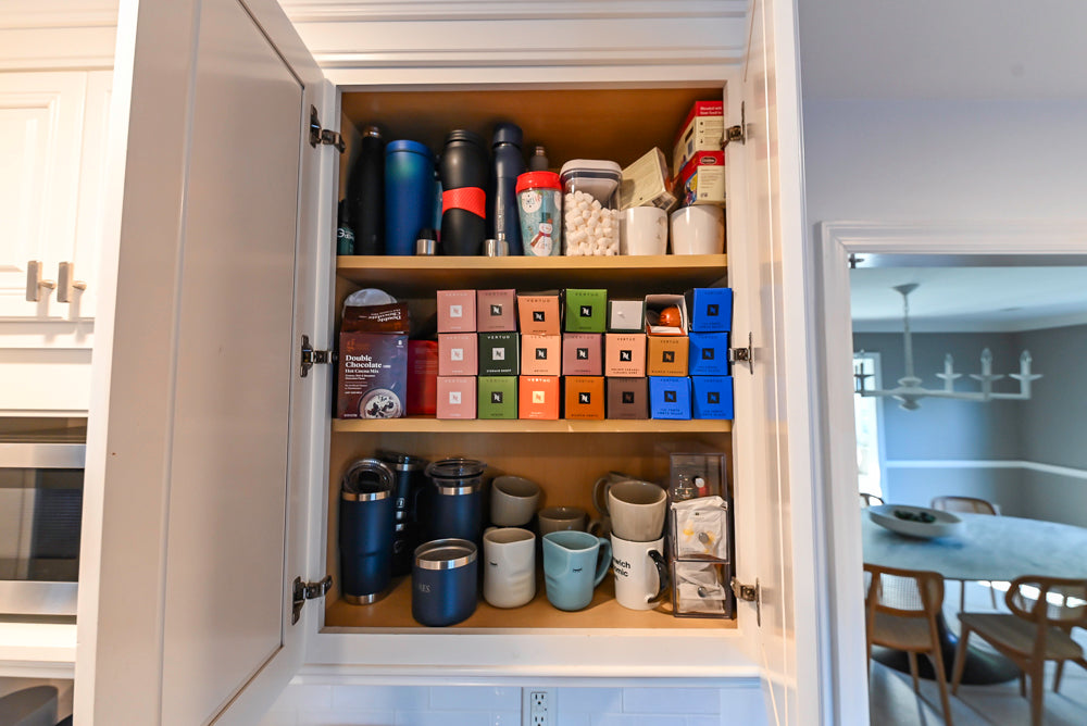 Traditional White Kitchen with Desk Area