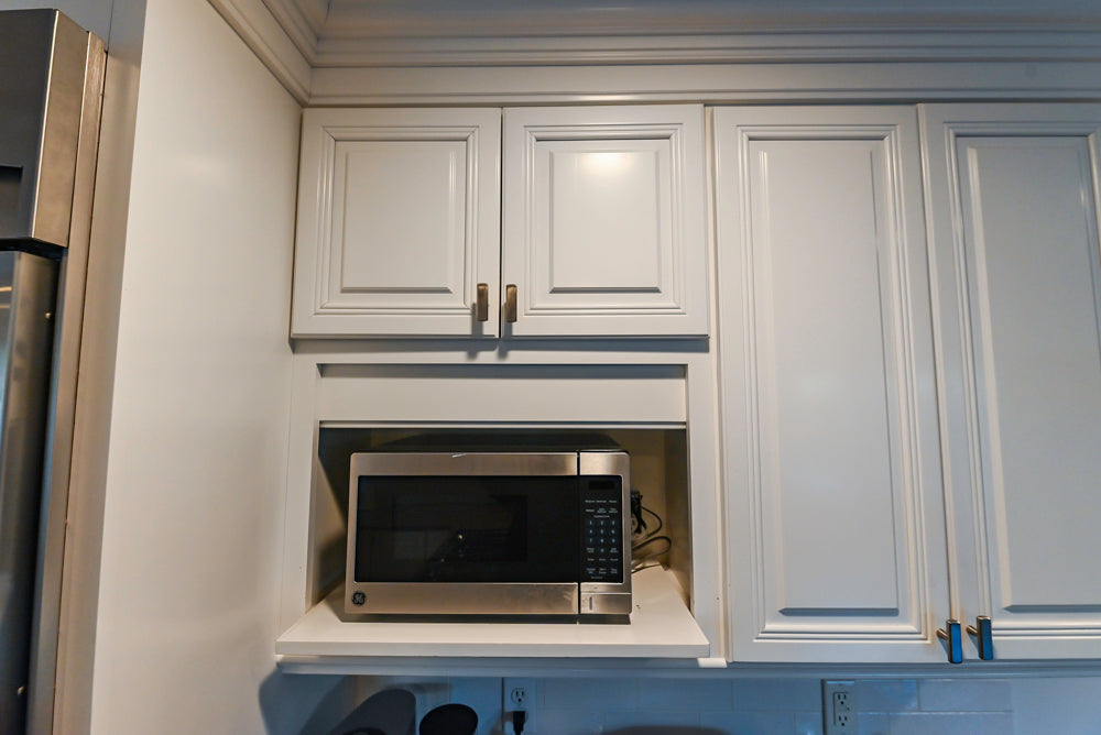 Traditional White Kitchen with Desk Area