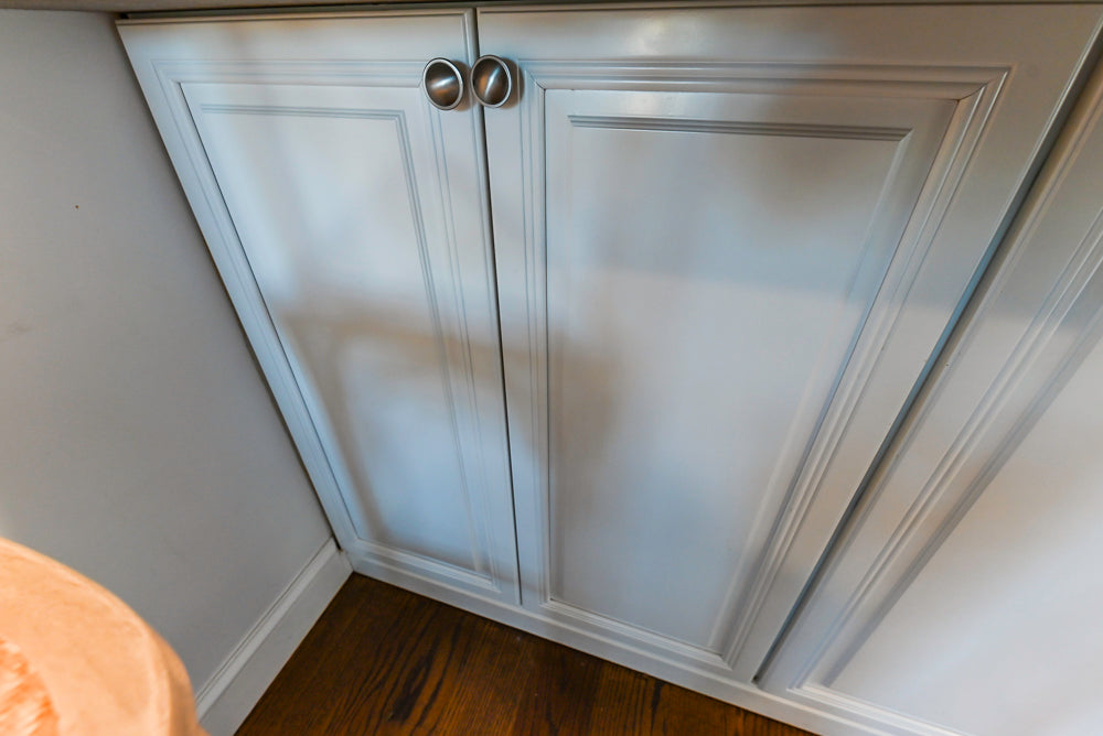 Traditional White Kitchen with Desk Area