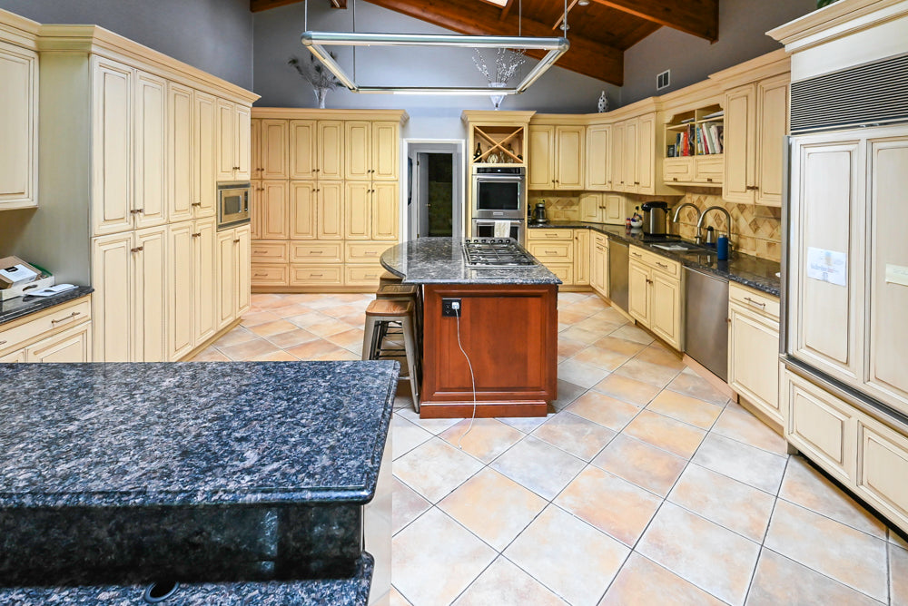 Millbrook Custom Traditional Cream Kitchen with Island, Granite Countertops & Appliances