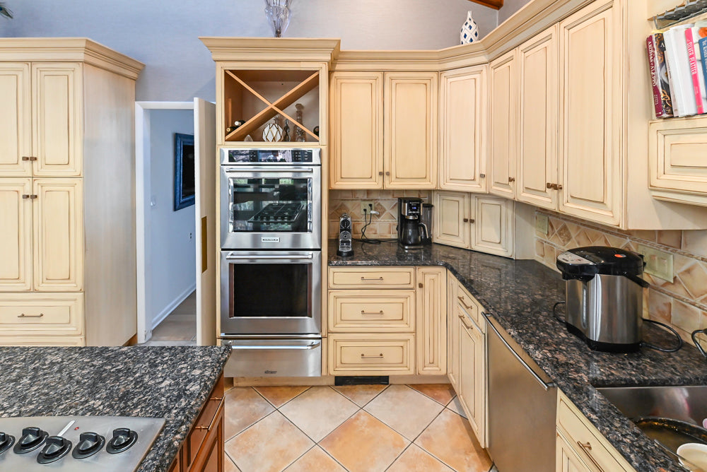 Millbrook Custom Traditional Cream Kitchen with Island, Granite Countertops & Appliances