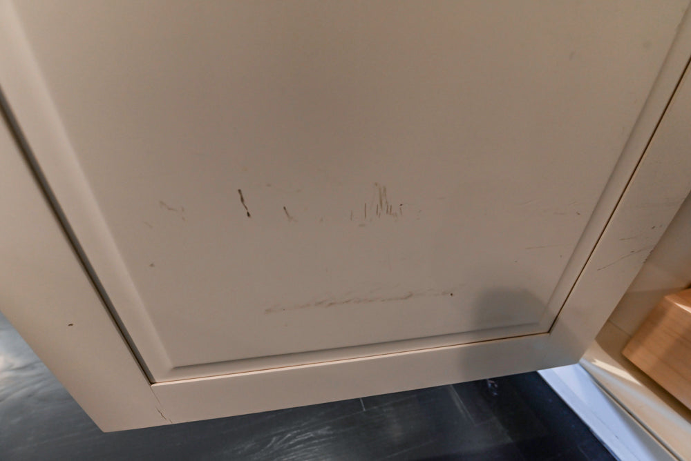 Heritage Traditional Creamy White Kitchen with Island, Marble Countertops and Appliances