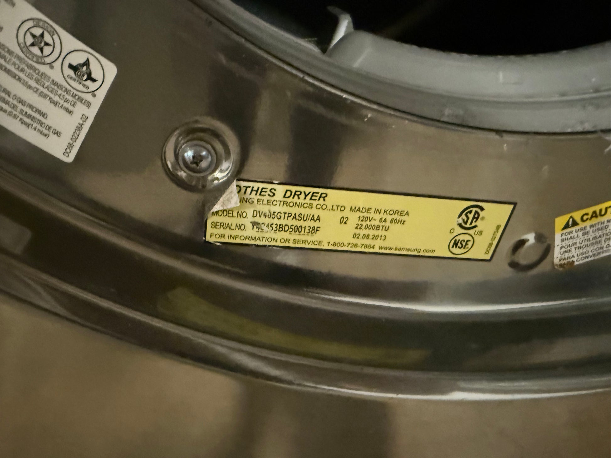 Samsung DV405GTPASU 27" Platinum Gas Dryer with Pedestal