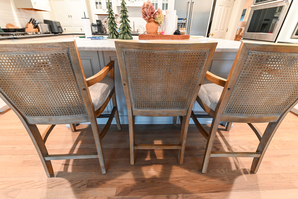 Traditional White Kitchen with Marble Top Island and Appliances