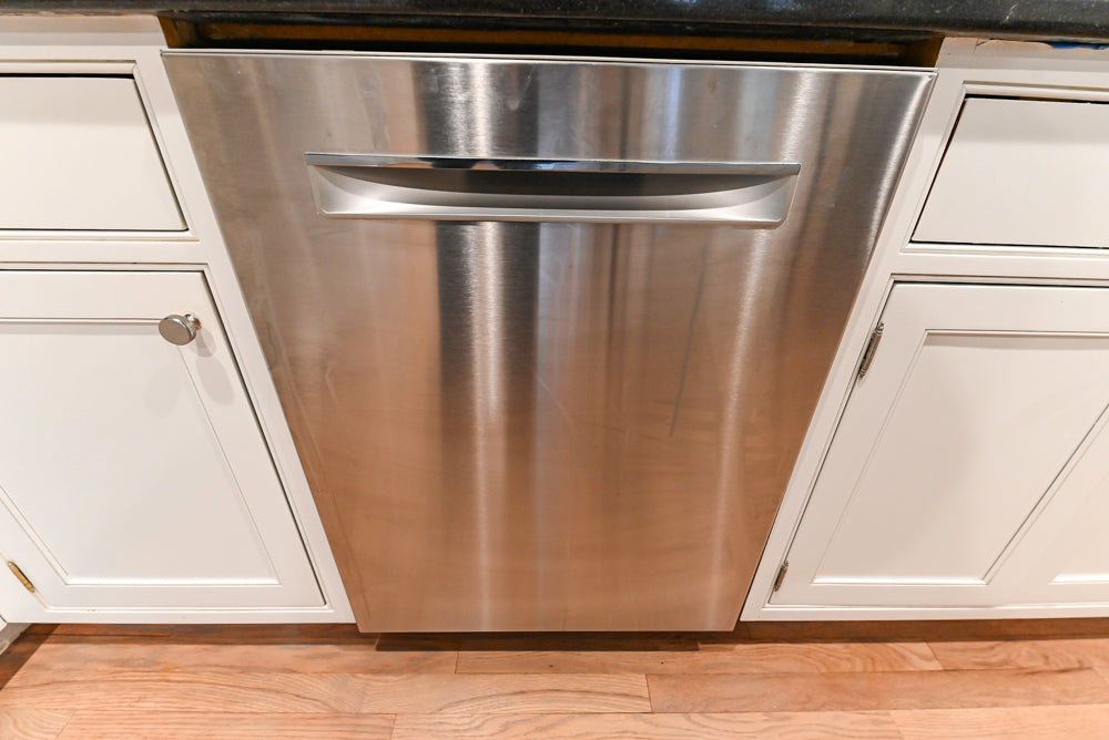 Traditional White Kitchen with Marble Top Island and Appliances