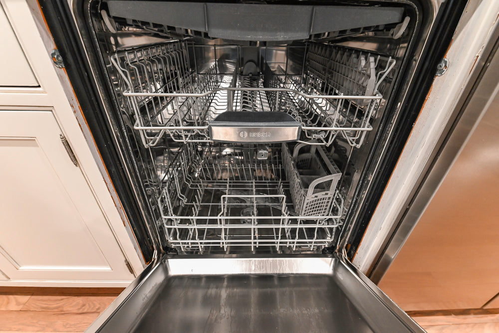 Traditional White Kitchen with Marble Top Island and Appliances