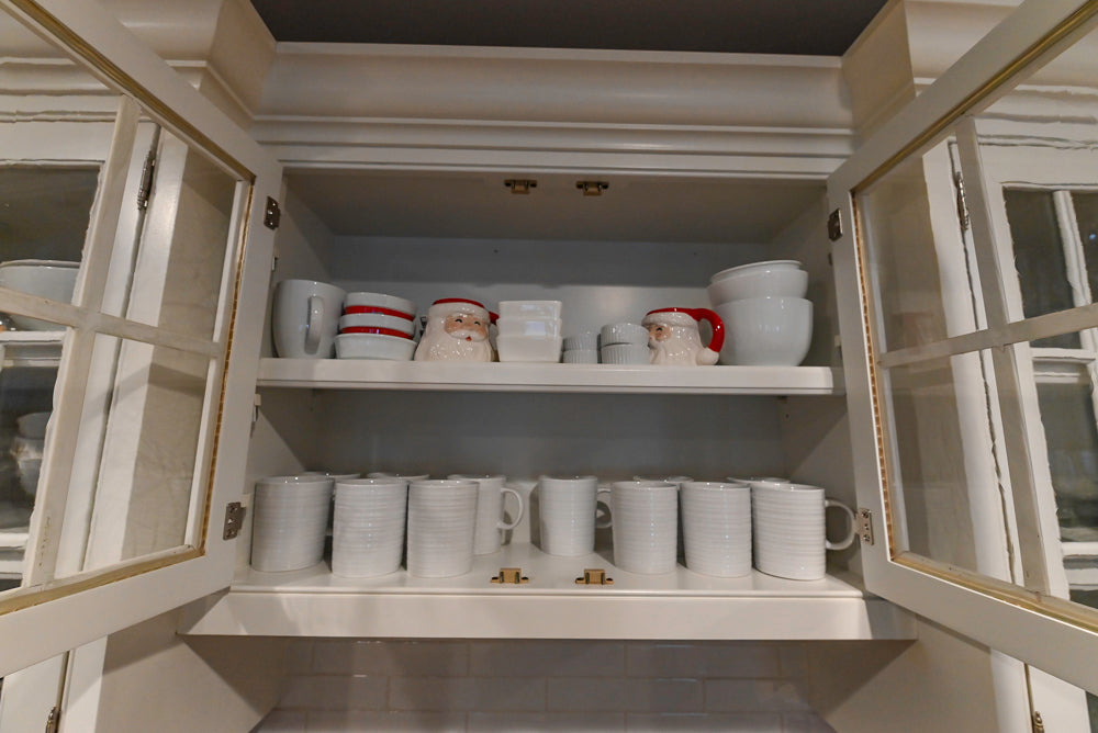 Traditional White Kitchen with Marble Top Island and Appliances