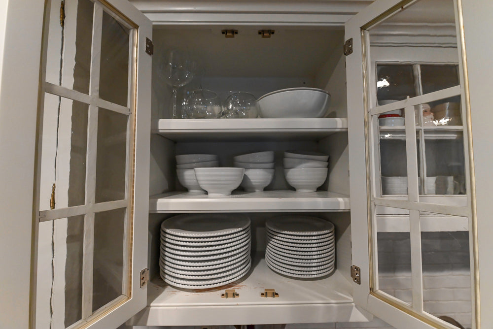 Traditional White Kitchen with Marble Top Island and Appliances