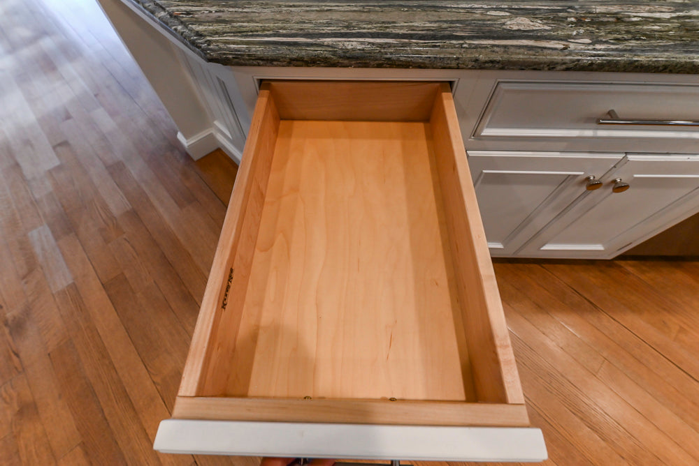 Kountry Kraft Traditional White Kitchen with Island, Granite Countertops & Appliances