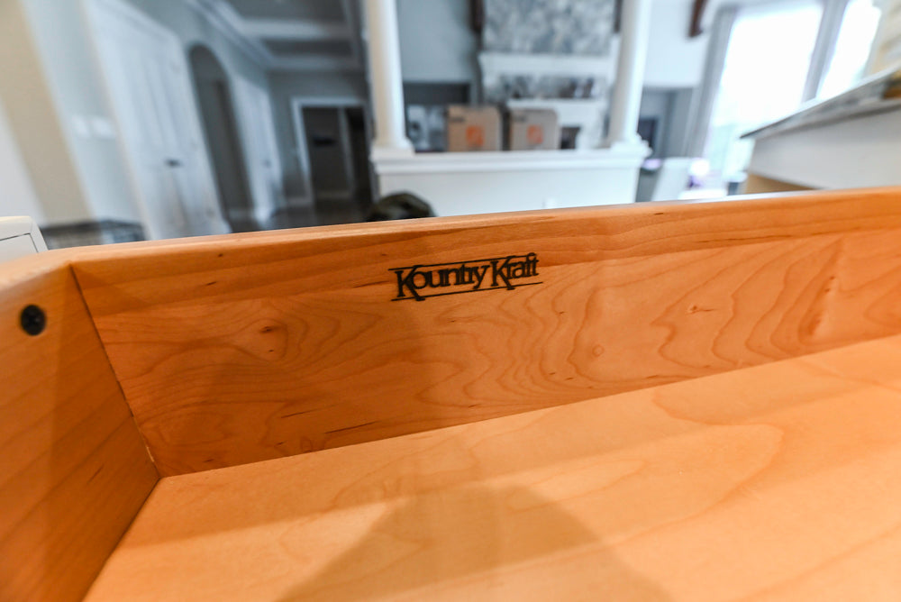 Kountry Kraft Traditional White Kitchen with Island, Granite Countertops & Appliances