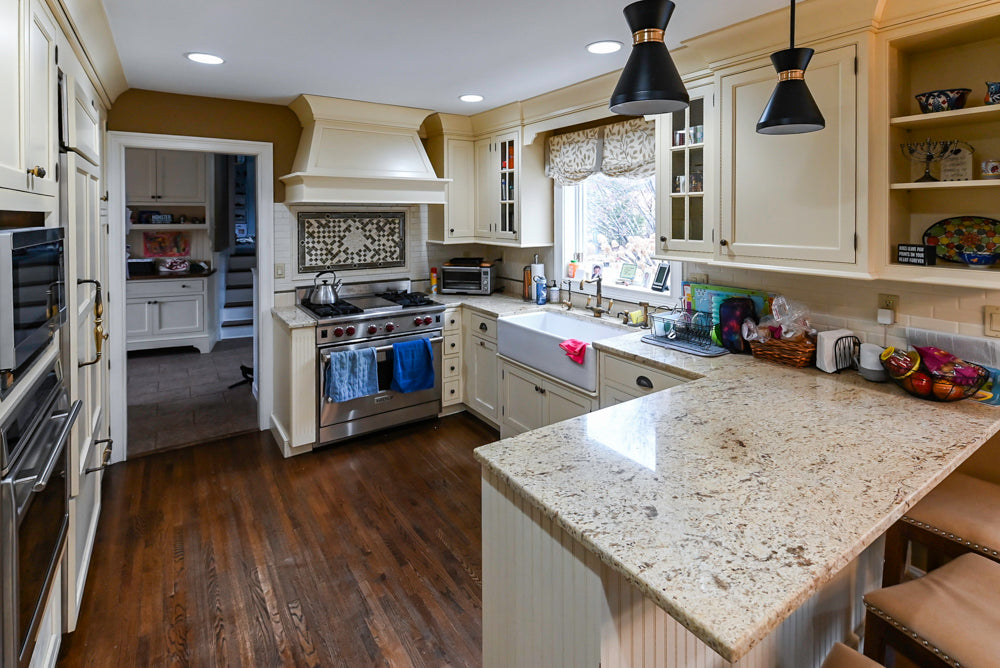 Signature Custom Cabinetry Traditional Cream Kitchen with Dry Bar and Desk Area