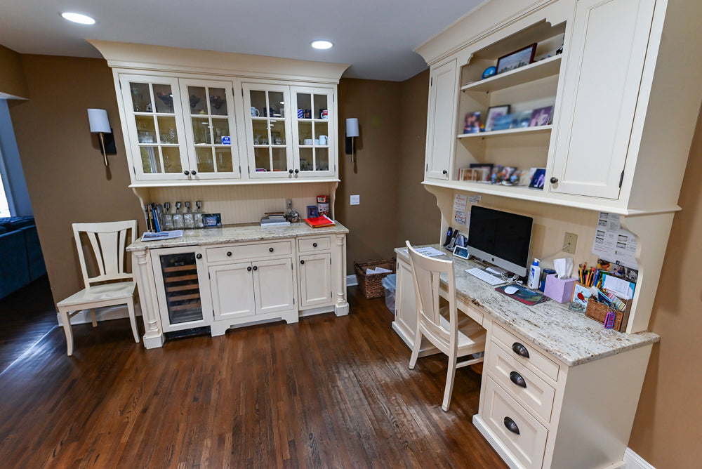 Signature Custom Cabinetry Traditional Cream Kitchen with Dry Bar and Desk Area