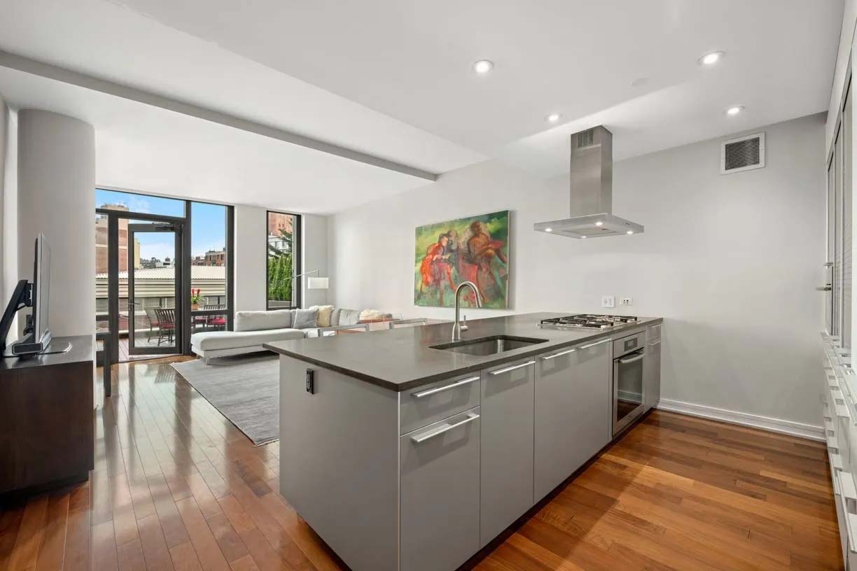 Bulthaup Modern Matte Grey Kitchen with Stone Countertops & Appliances