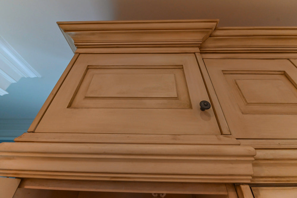 Traditional Cream Kitchen with Island, Wet Bar, Marble Countertops & Appliances