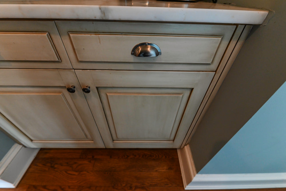 Traditional Cream Kitchen with Island, Wet Bar, Marble Countertops & Appliances