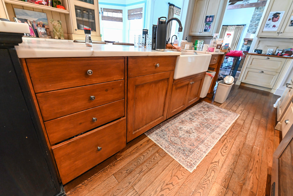 Traditional Cream Kitchen with Island, Wet Bar, Marble Countertops & Appliances