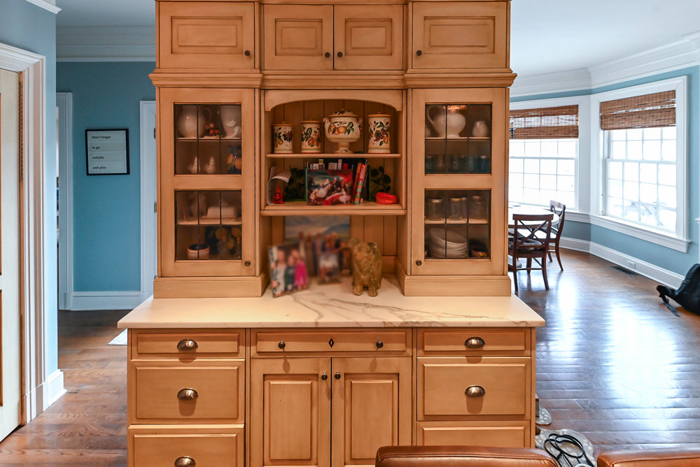 Traditional Cream Kitchen with Island, Wet Bar, Marble Countertops & Appliances