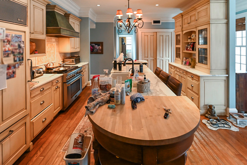 Traditional Cream Kitchen with Island, Wet Bar, Marble Countertops & Appliances