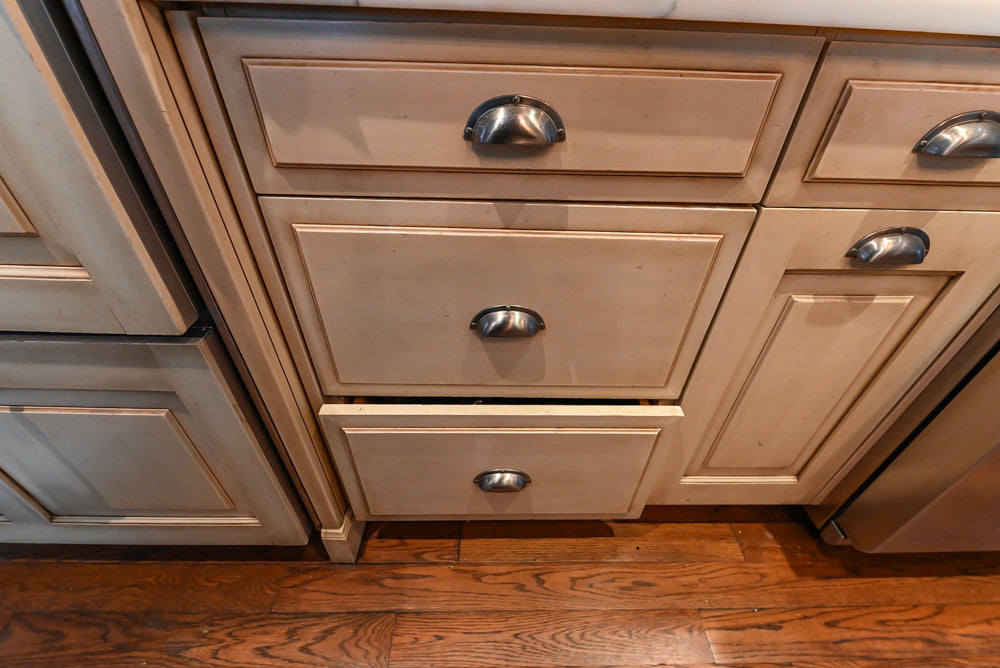 Traditional Cream Kitchen with Island, Wet Bar, Marble Countertops & Appliances