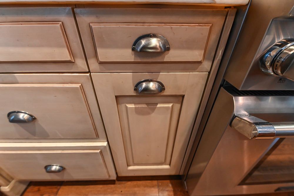Traditional Cream Kitchen with Island, Wet Bar, Marble Countertops & Appliances