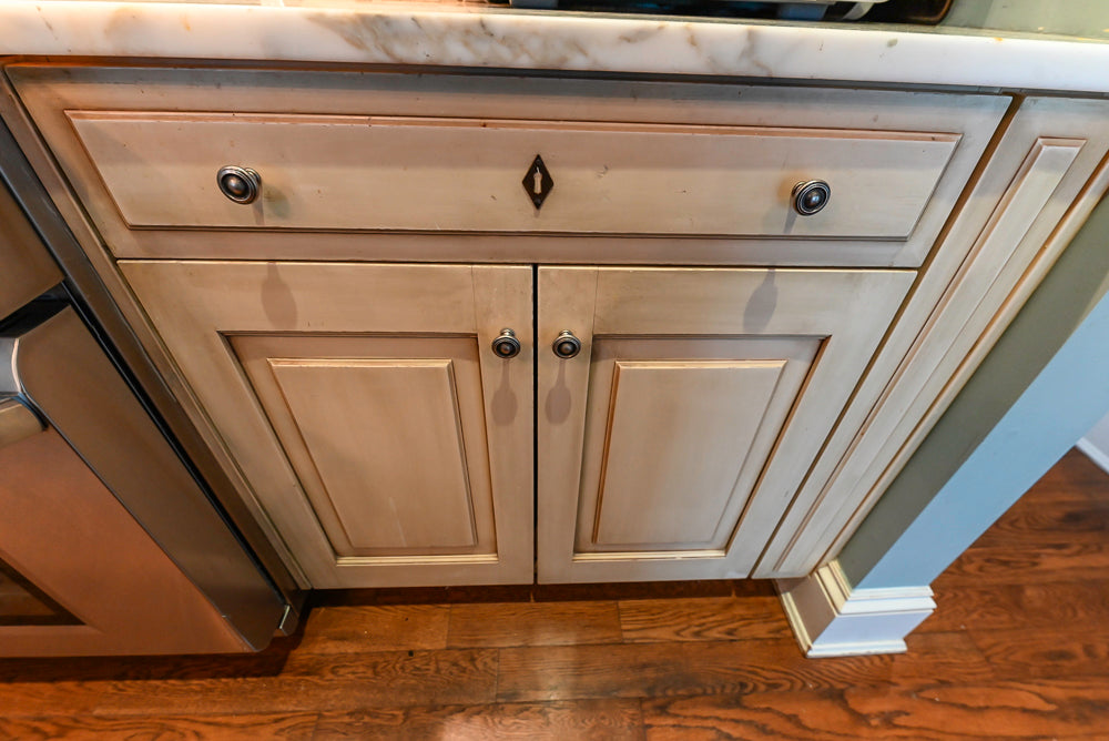 Traditional Cream Kitchen with Island, Wet Bar, Marble Countertops & Appliances