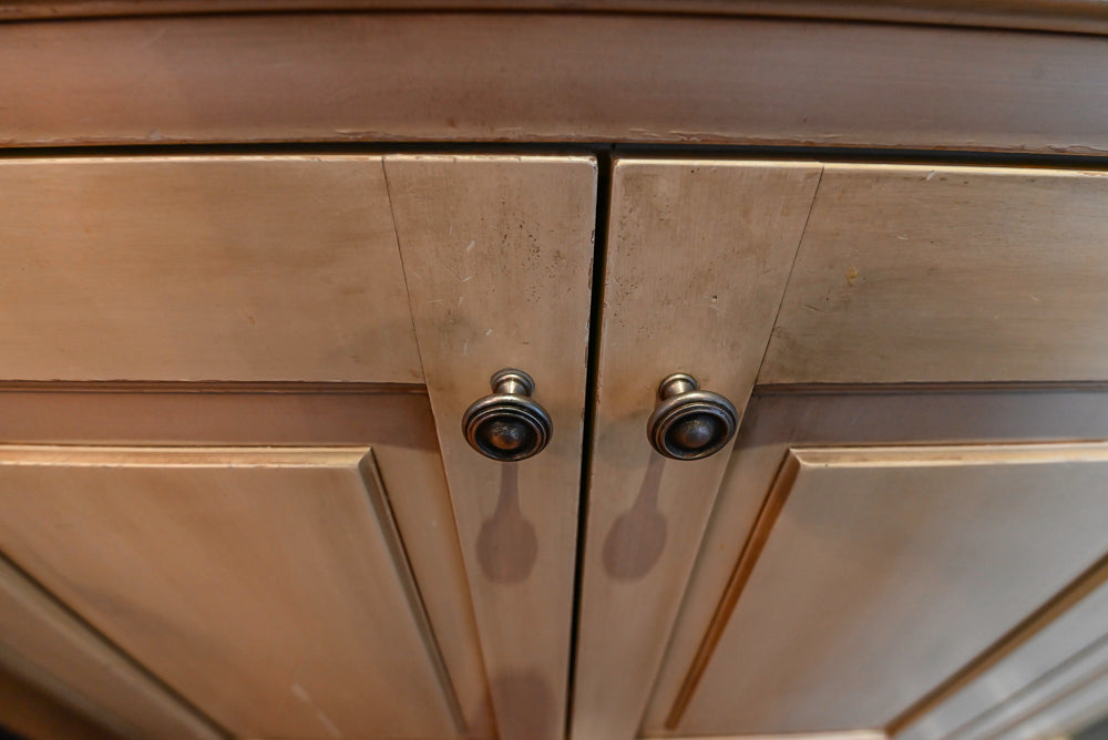 Traditional Cream Kitchen with Island, Wet Bar, Marble Countertops & Appliances