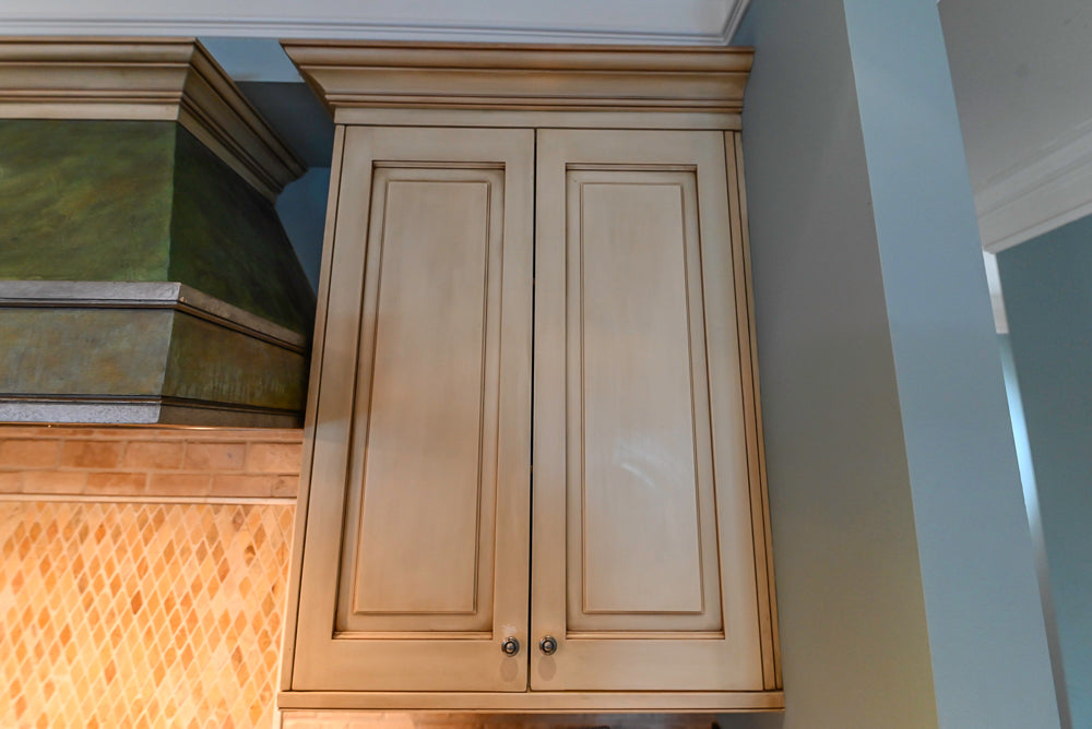 Traditional Cream Kitchen with Island, Wet Bar, Marble Countertops & Appliances