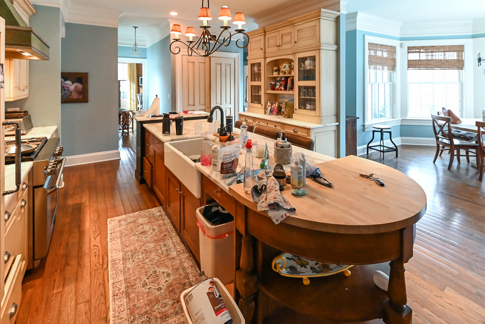 Traditional Cream Kitchen with Island, Wet Bar, Marble Countertops & Appliances