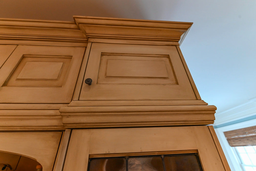 Traditional Cream Kitchen with Island, Wet Bar, Marble Countertops & Appliances