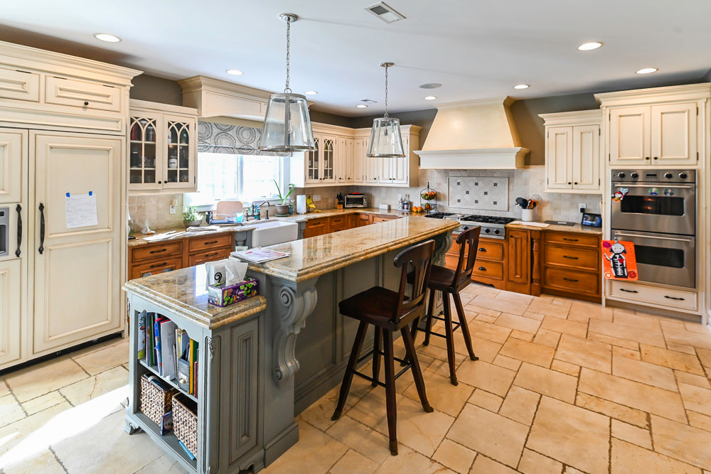 Signature Custom Cabinetry Traditional Multi-Tone Kitchen with Island, Dry Bar & Appliances