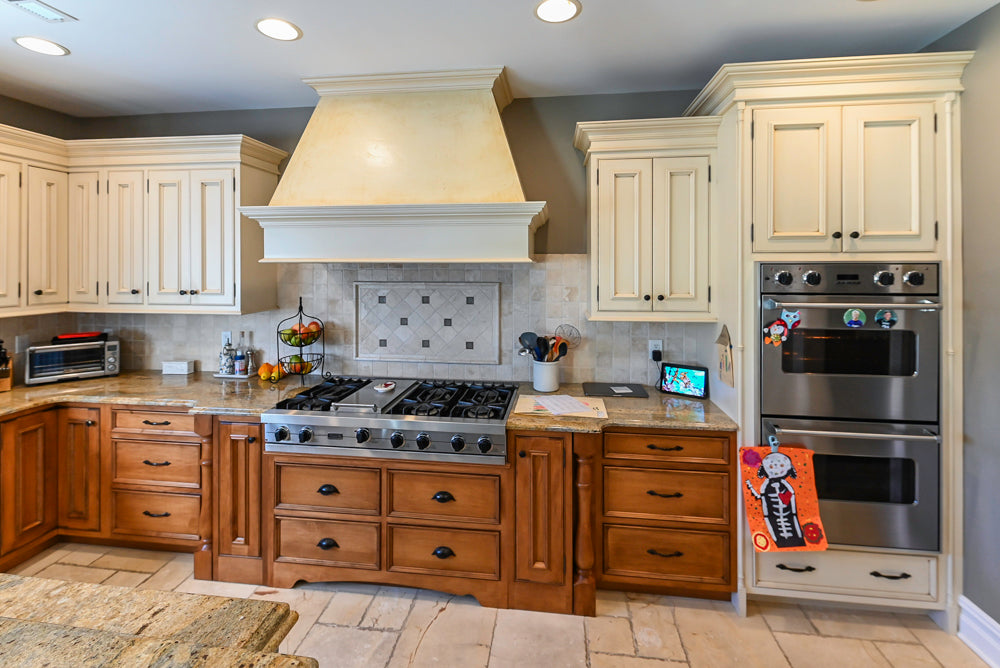 Signature Custom Cabinetry Traditional Multi-Tone Kitchen with Island, Dry Bar & Appliances