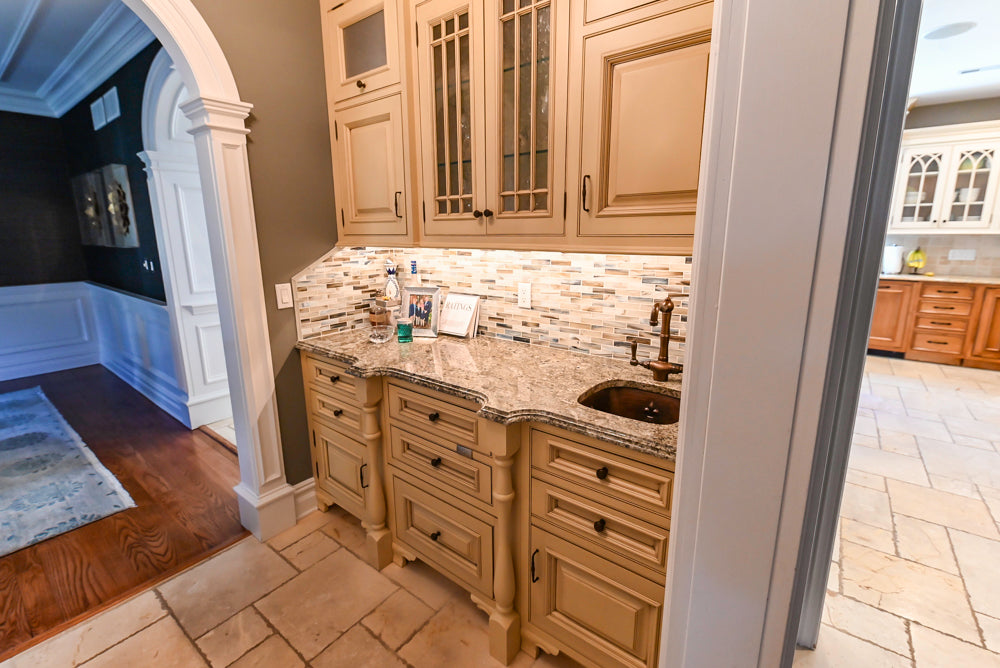 Signature Custom Cabinetry Traditional Light Brown Butler's Pantry with Prep Sink