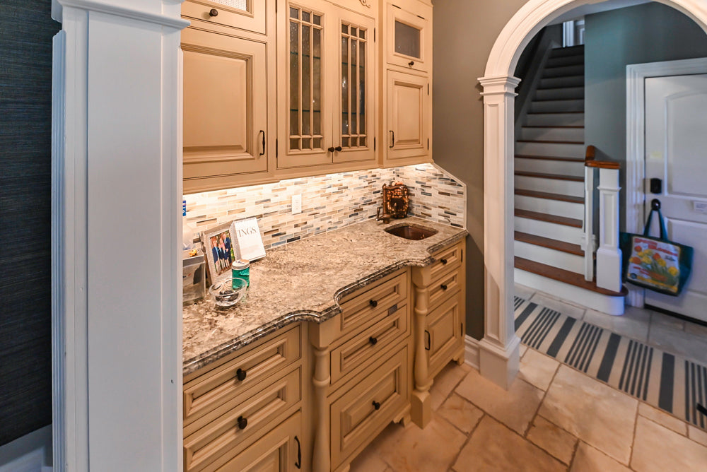 Signature Custom Cabinetry Traditional Light Brown Butler's Pantry with Prep Sink