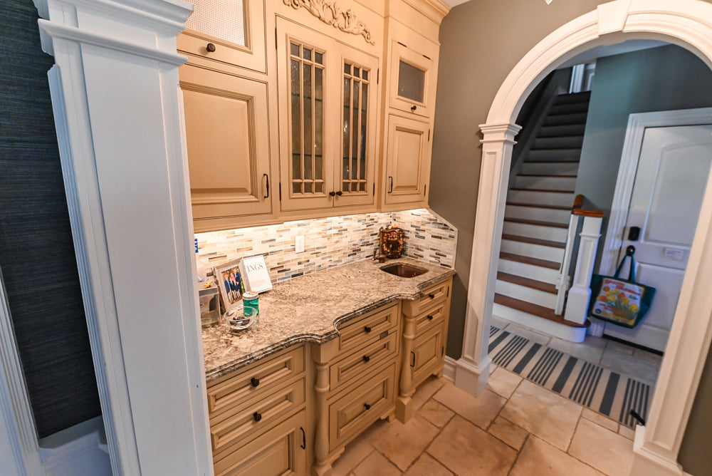 Signature Custom Cabinetry Traditional Light Brown Butler's Pantry with Prep Sink