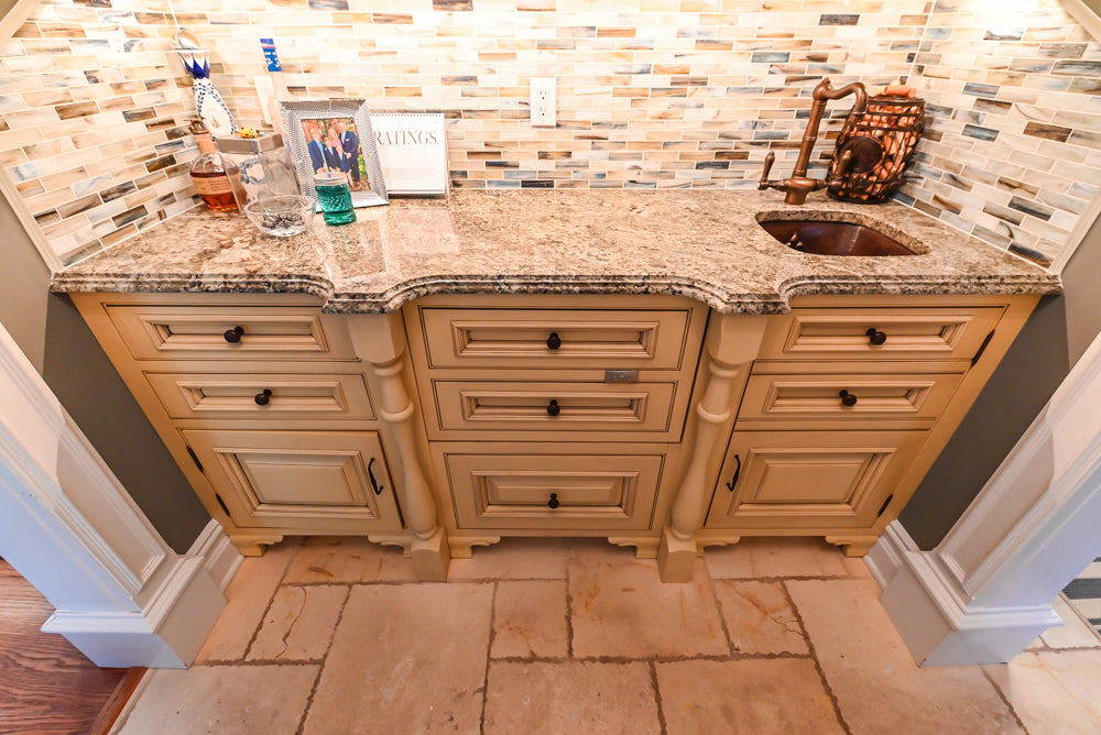 Signature Custom Cabinetry Traditional Light Brown Butler's Pantry with Prep Sink