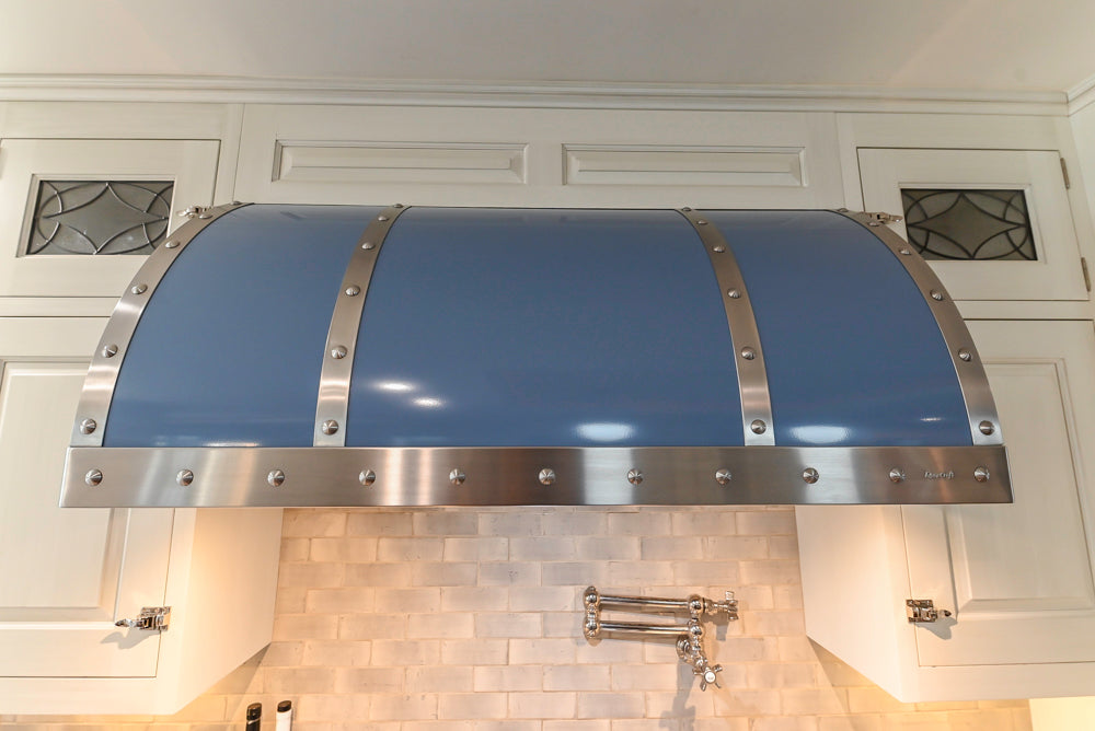 Canterbury Traditional White Kitchen with Island, Marble Countertops and La Cornue Range with Matching Hood