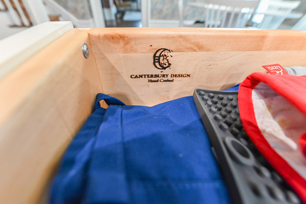 Canterbury Traditional White Kitchen with Island, Marble Countertops and La Cornue Range with Matching Hood