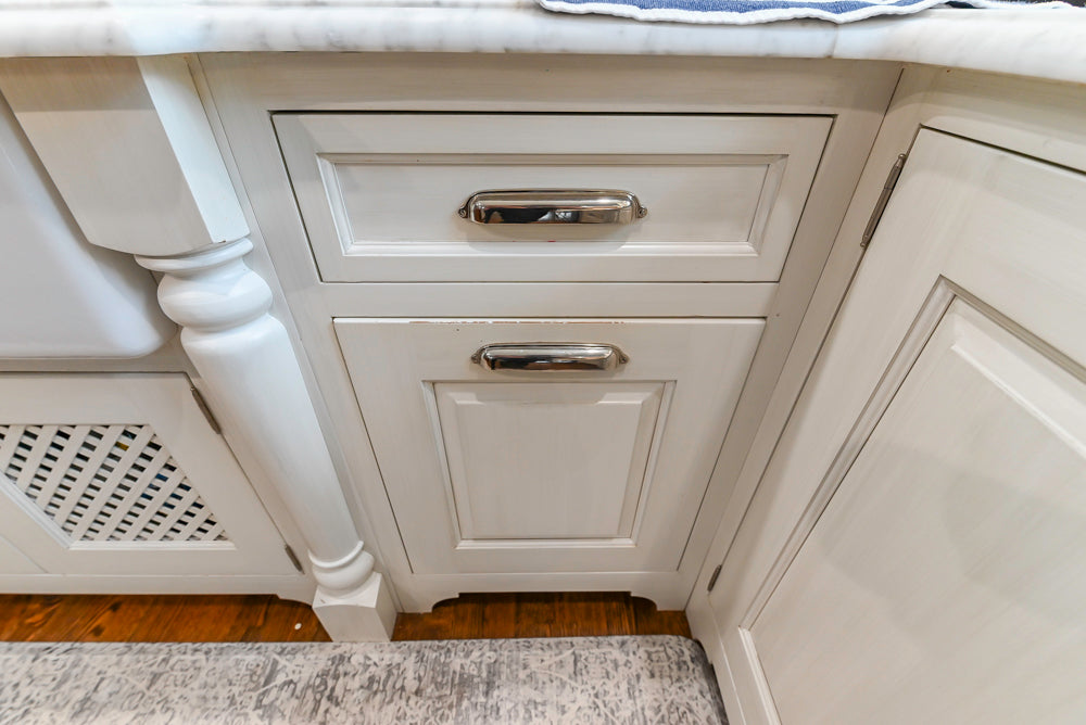 Canterbury Traditional White Kitchen with Island, Marble Countertops and La Cornue Range with Matching Hood