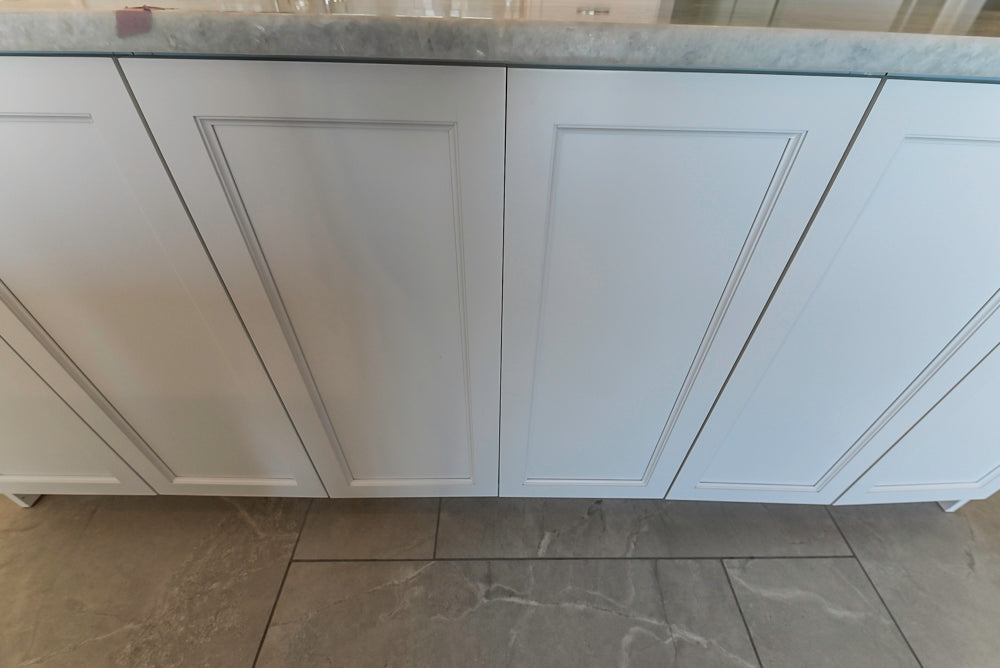 Gemcraft Traditional White Double Island Kitchen with Marble Countertops